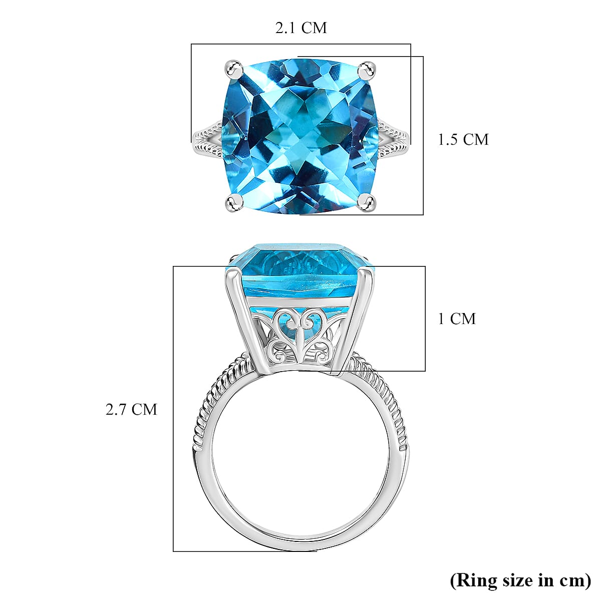 D'Joy Radiant Glacier Quartz Solitaire Ring in Rhodium Overlay Sterling Silver 11.54 Ct. 8181770 6
