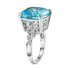 Radiant Glacier Quartz & White Zircon Solitaire Ring in Rhodium Overlay Sterling Silver 11.37 Ct.