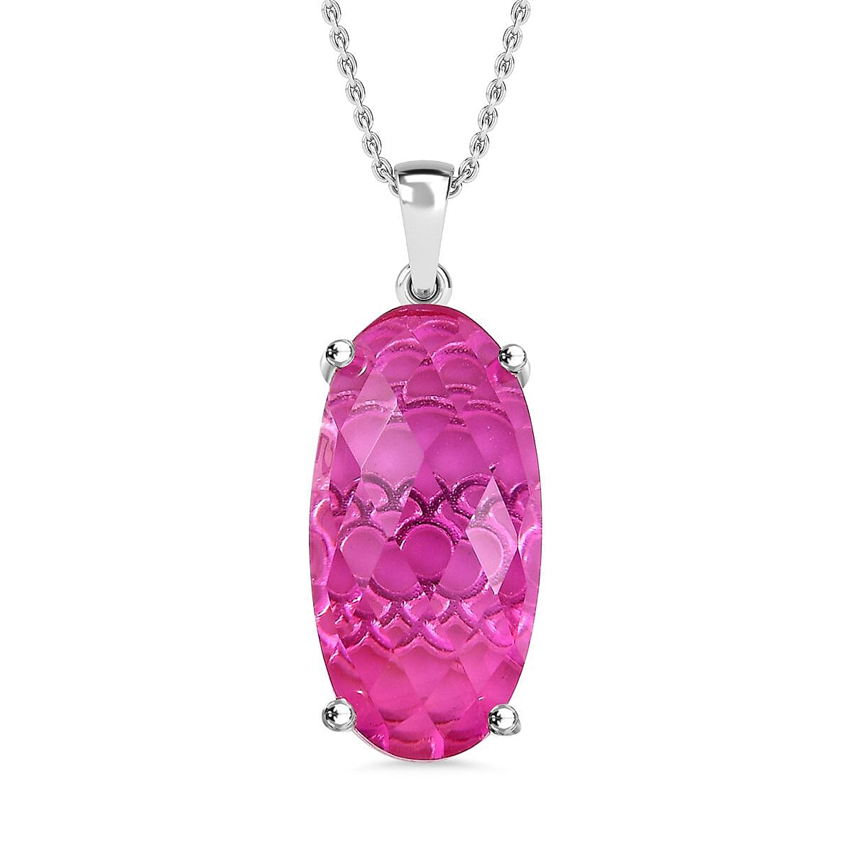 Radiant Orchid Triplet Quartz Sterling Silver Pendant with Chain (Size 20) 10.00 Ct. 4328289 0
