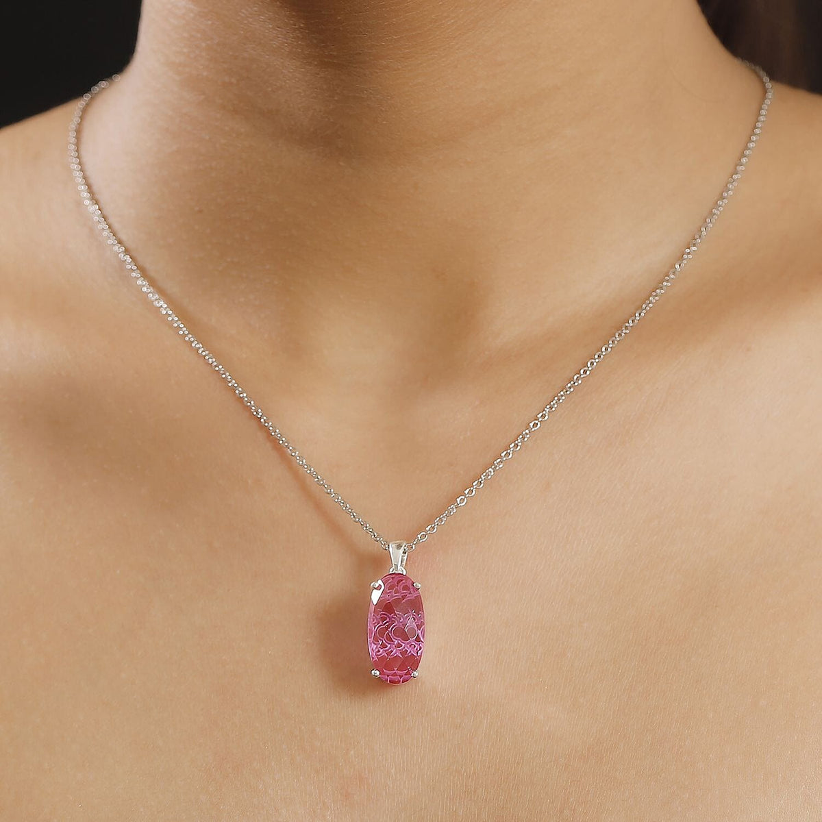 Radiant Orchid Triplet Quartz Sterling Silver Pendant with Chain (Size 20) 10.00 Ct. 4328289 3
