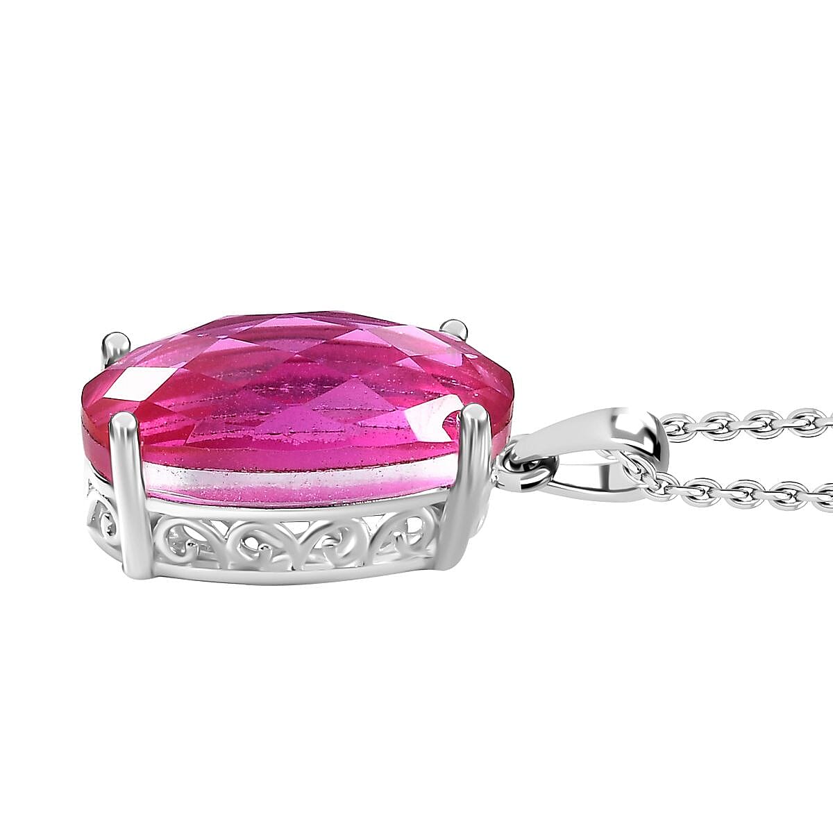 Radiant Orchid Triplet Quartz Sterling Silver Pendant with Chain (Size 20) 10.00 Ct. 4328289 4