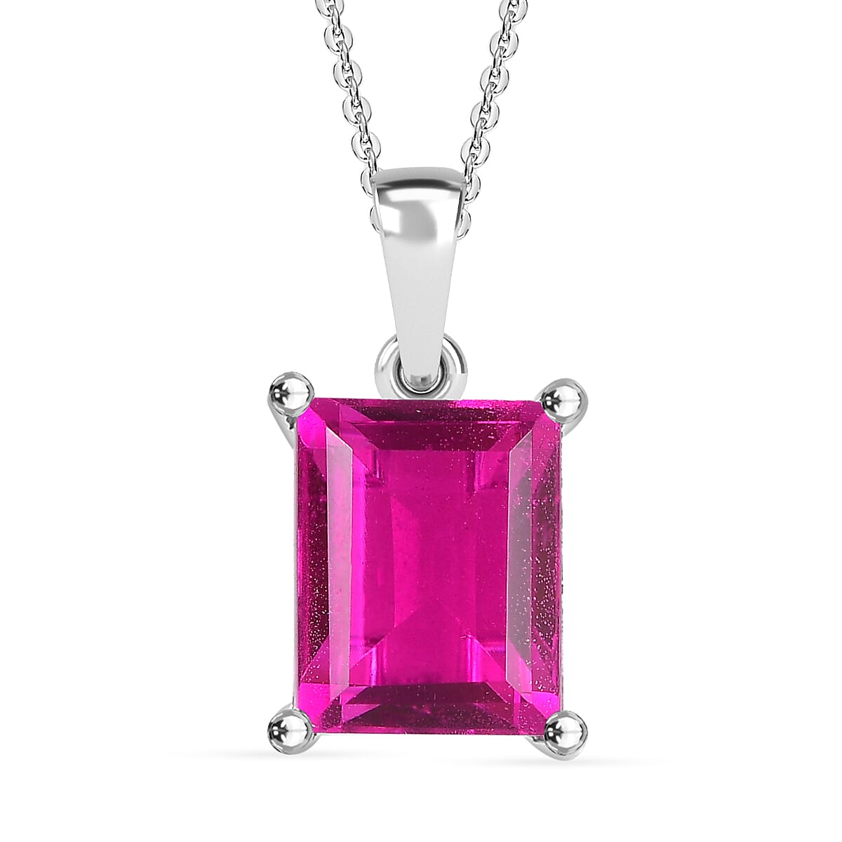 Radiant Orchid Triplet Quartz Sterling Silver Pendant with Chain (Size 20) 3.750  Ct. 4311675 0