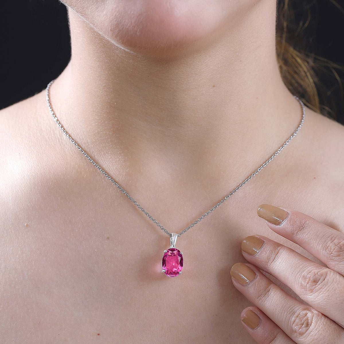 Radiant Orchid Quartz Pendant with Chain (Size 20) in Silver 6.25 Ct. 4298494 1
