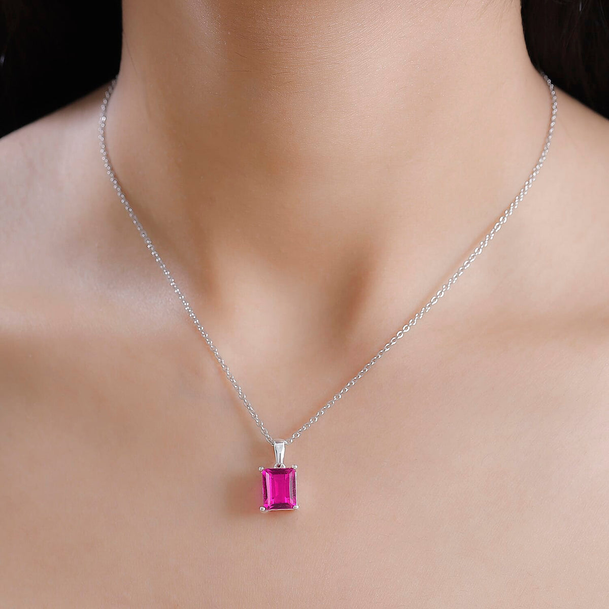 Radiant Orchid Triplet Quartz Sterling Silver Pendant with Chain (Size 20) 3.750  Ct. 4311675 4