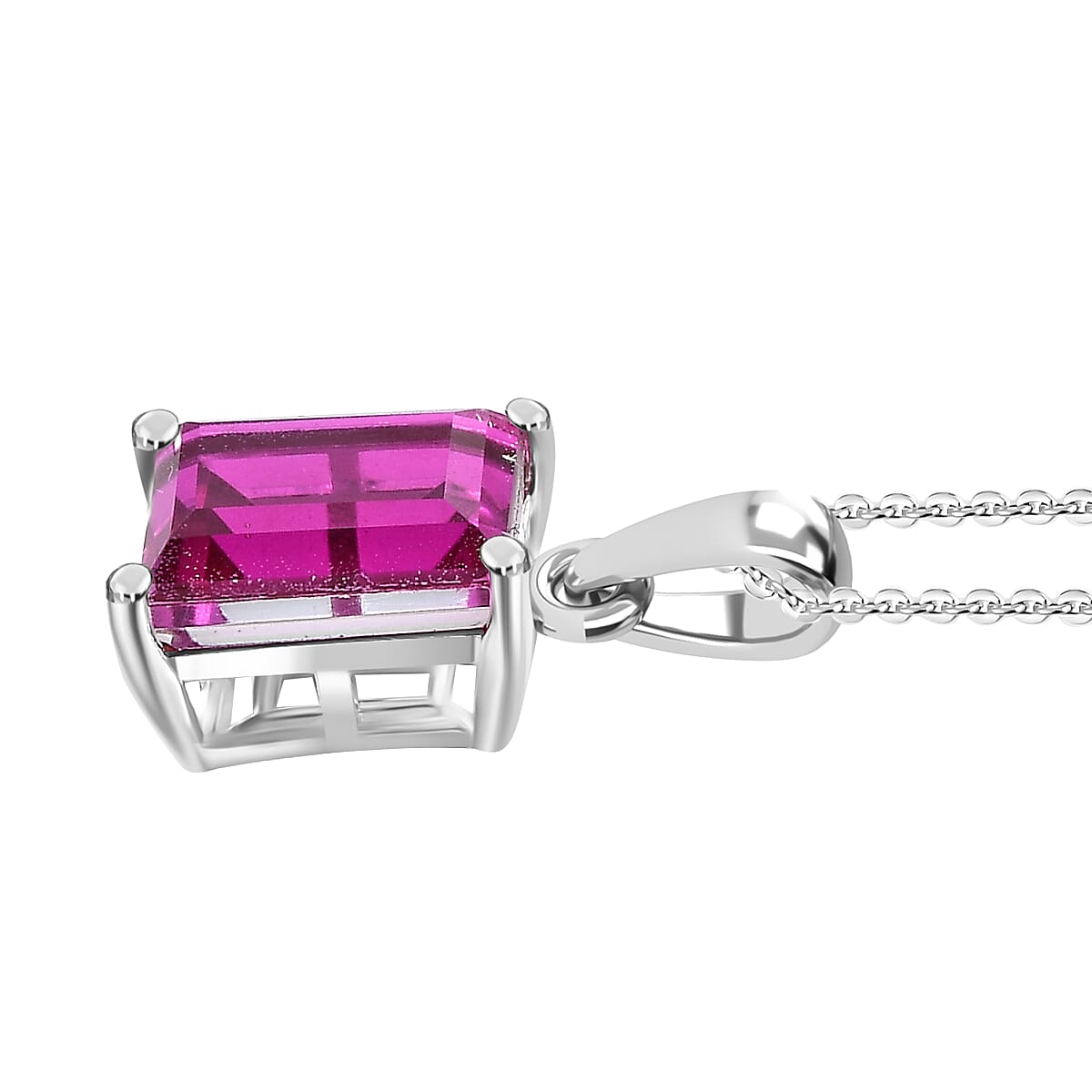 Radiant Orchid Triplet Quartz Sterling Silver Pendant with Chain (Size 20) 3.750  Ct. 4311675 8