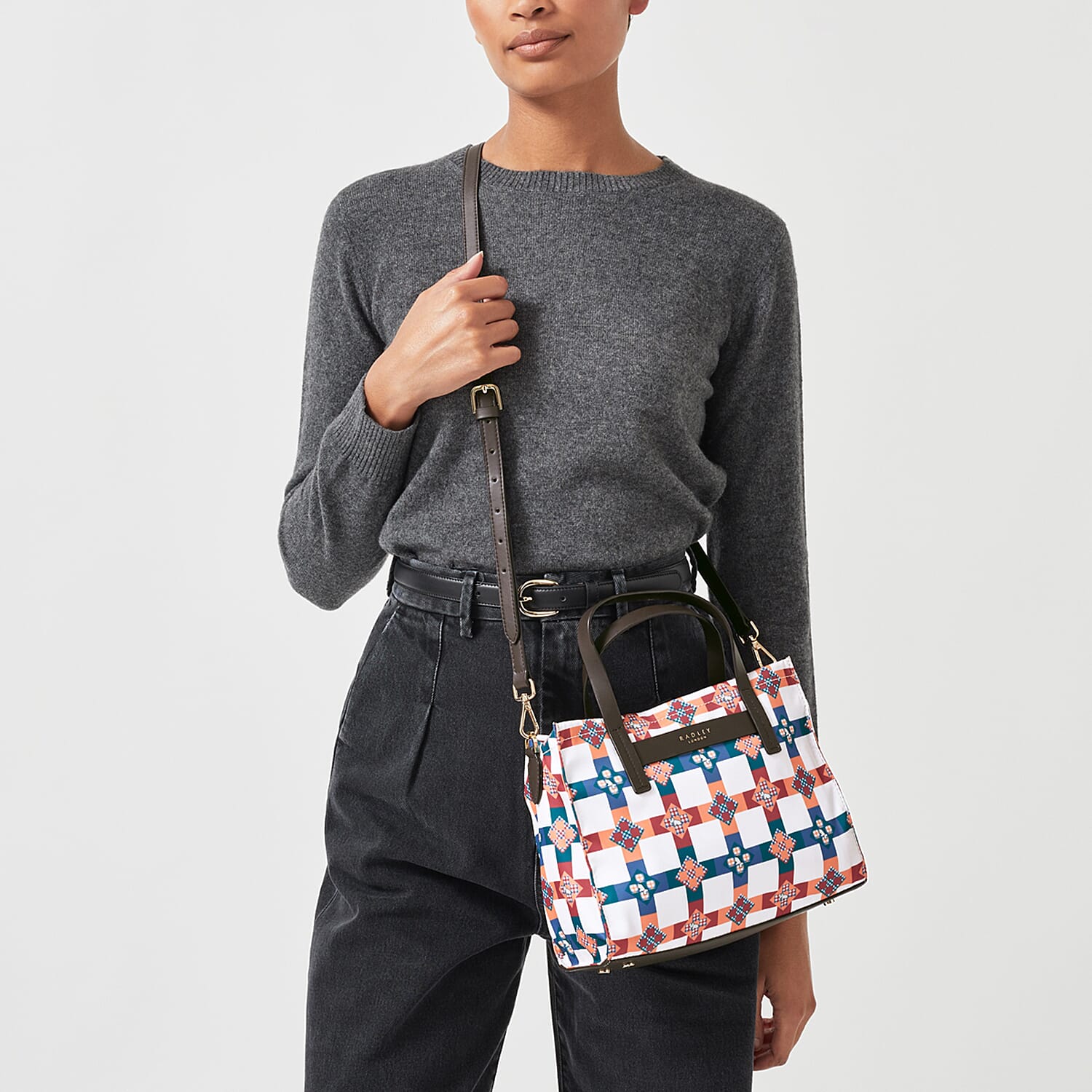 Radley London Finsbury Park Patchwork Medium Ziptop Grab Bag with Shoulder Strap - White 8088849 1