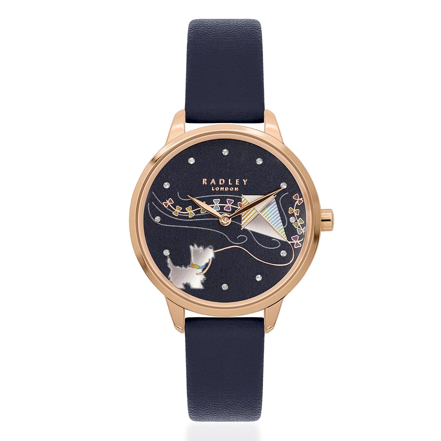 Radley Quartz Movt. 3 ATM Water Resistance Gold Dial Ring in Stainless Steel Ladies Watch with Blue Colour Leather Strap 8108558 0