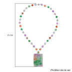Rainbow Colour Dragon Carved Jade Necklace (Size 20) in Rhodium Overlay Sterling Silver 300.00 Ct.