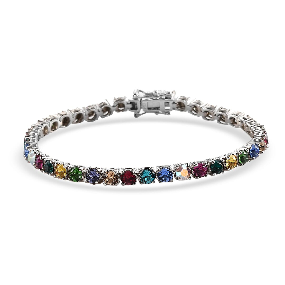 Rainbow Coloured Austrian Crystal Bracelet in Silver Plated 3787540 0