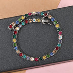 Lustro Stella Rainbow Colour Crystal Bracelet (Size 7) in Silver Tone