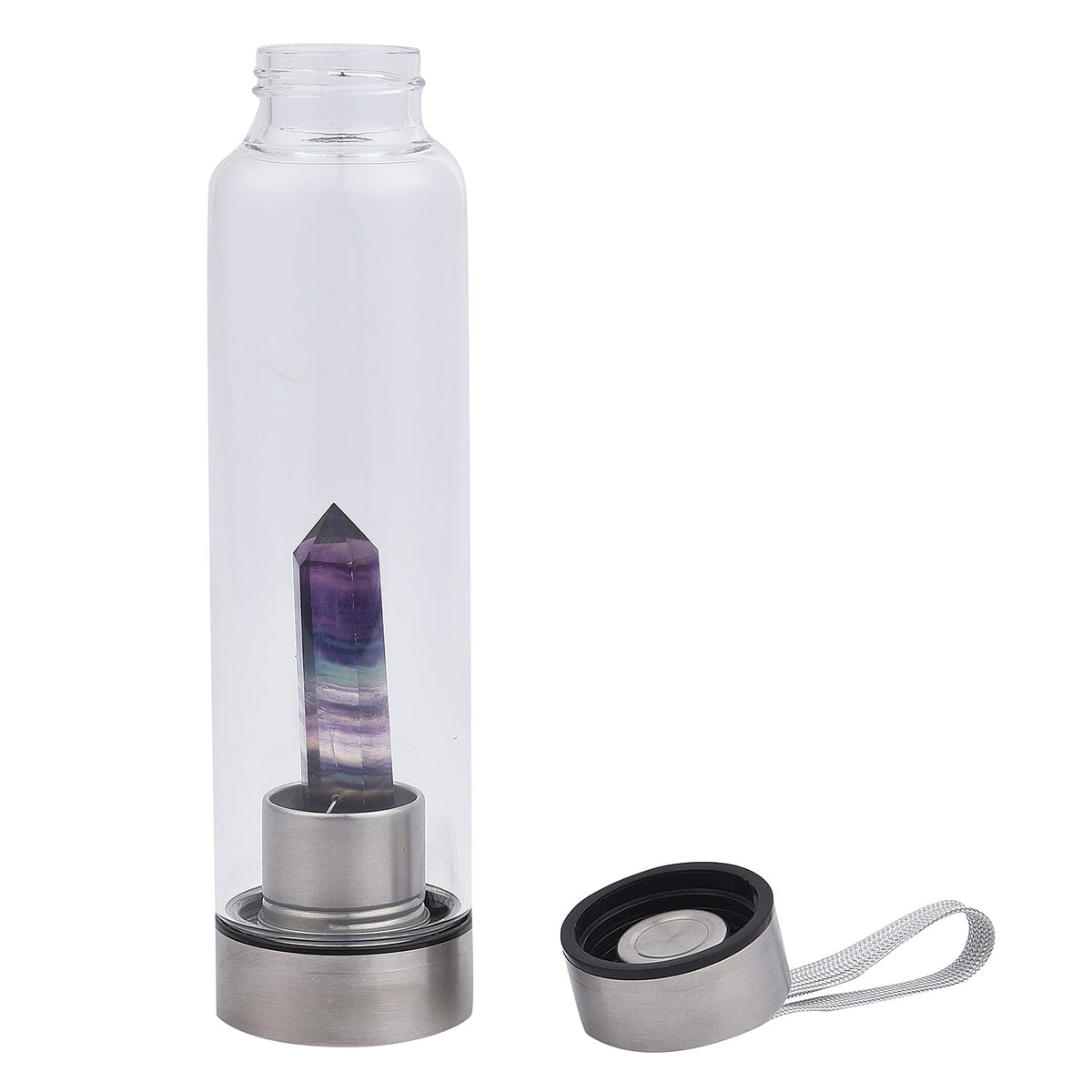 Rainbow Crystal Glass Water Bottle with Stainless Steel Cap and Travel Case 3858883 3