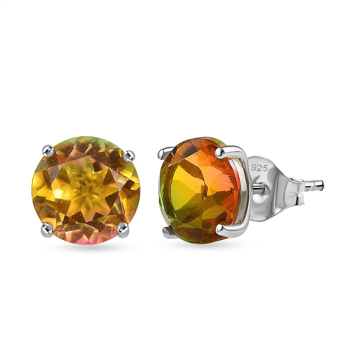 D'joy Rainbow Genesis Quartz Earring in Rhodium Overlay Sterling Silver 6.04 Ct. 8157068 0