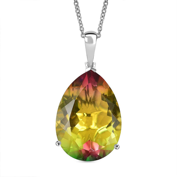 D'joy Rainbow Genesis Quartz Sunbeam Oasis Pendant with Chain (Size 20) in Rhodium Overlay Sterling Silver 52.01 Ct, Silver Wt. 8.41 4395356 1