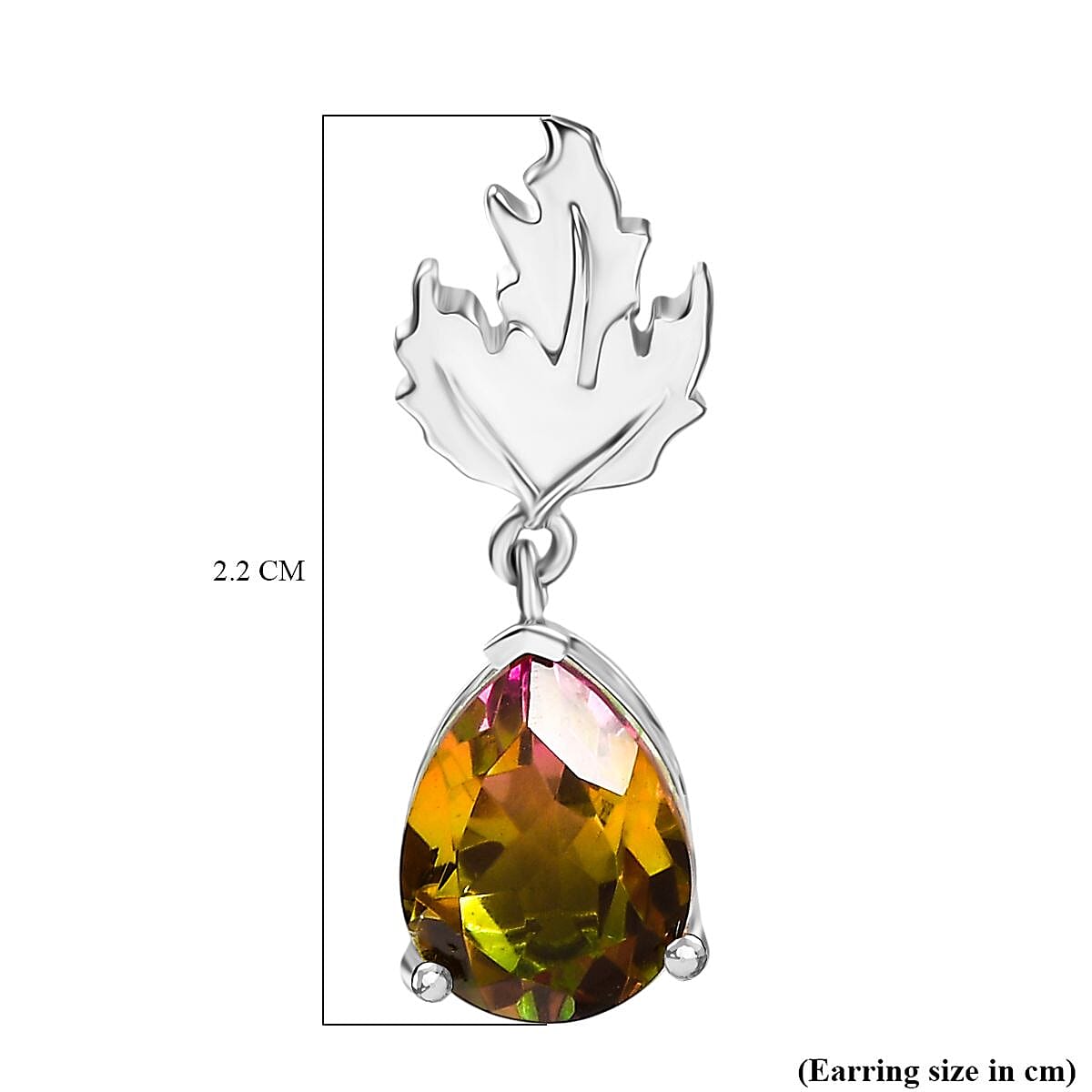 D'joy Rainbow Genesis Quartz Solitaire Stud Maple Radiance Earring with Push Back in Rhodium Overlay Sterling Silver 3.98 Ct. 8168037 6