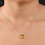 D'joy Rainbow Genesis Quartz & White Zircon Rose Pendant with Chain (Size 20) in Rhodium Overlay Sterling Silver 4.62 Ct.