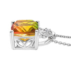 D'joy Rainbow Genesis Quartz & White Zircon Rose Pendant with Chain (Size 20) in Rhodium Overlay Sterling Silver 4.62 Ct.