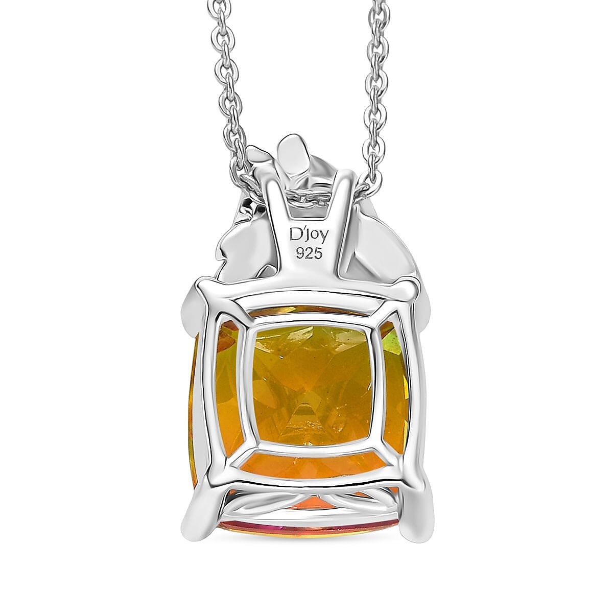 D'joy Rainbow Genesis Quartz &amp; White Zircon Rose Pendant with Chain (Size 20) in Rhodium Overlay Sterling Silver 4.62 Ct. 4389361 5