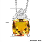 D'joy Rainbow Genesis Quartz & White Zircon Rose Pendant with Chain (Size 20) in Rhodium Overlay Sterling Silver 4.62 Ct.