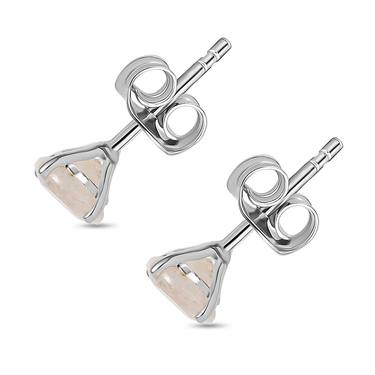Rainbow Moonstone Push Post Earring in Platinum Overlay Sterling Silver 1.63 Ct. 8191490 3