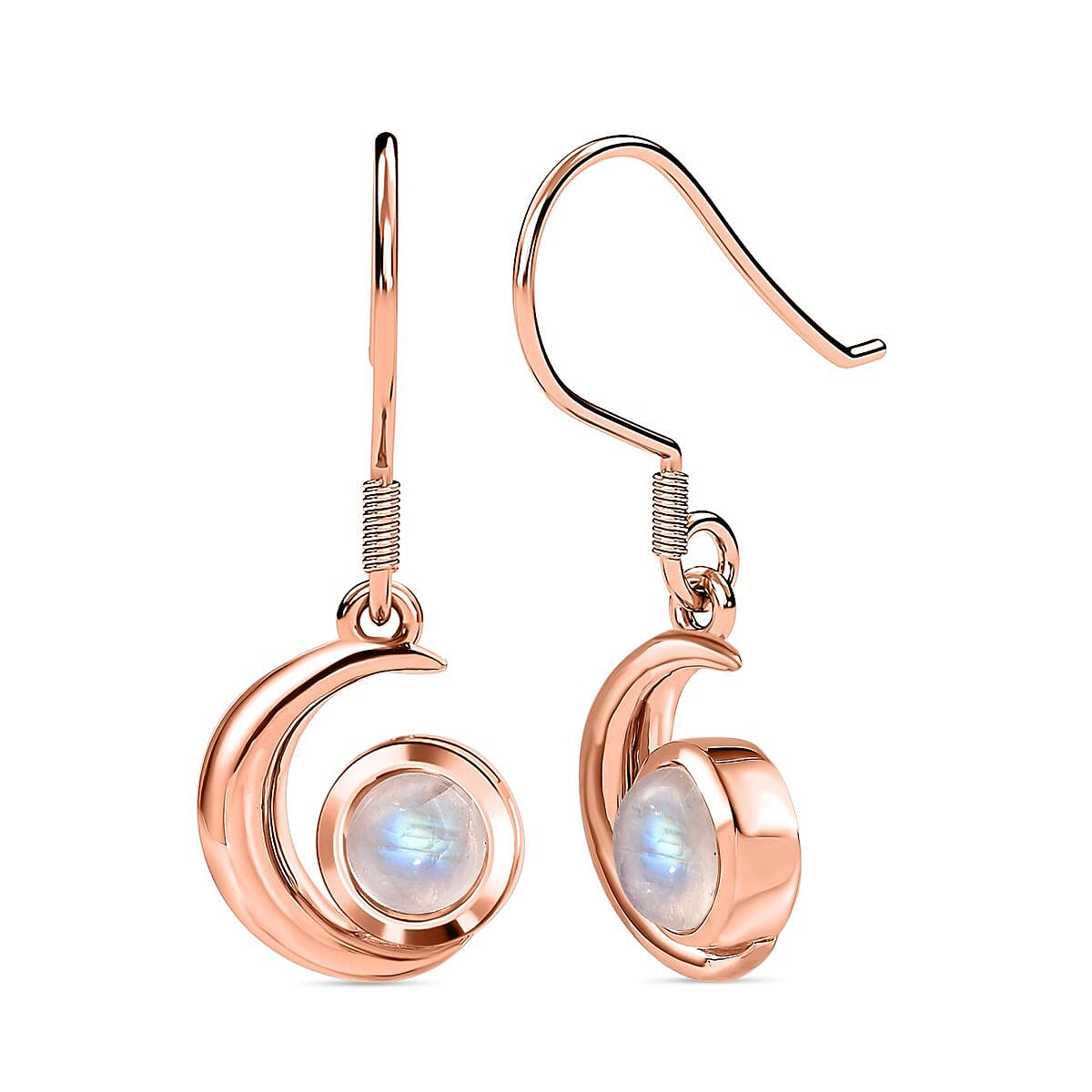 Rainbow Moonstone Dangling Earrings in 18K Rose Gold Vermeil Plated Sterling Silver 1.93 Ct. 7582279 0