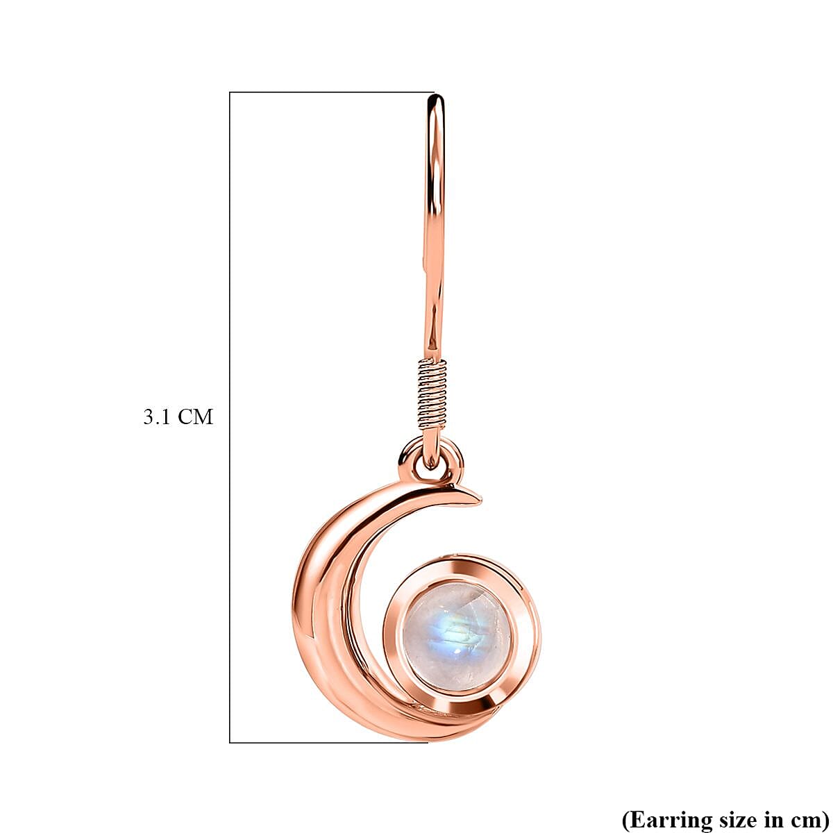 Rainbow Moonstone Dangling Earrings in 18K Rose Gold Vermeil Plated Sterling Silver 1.93 Ct. 7582279 4