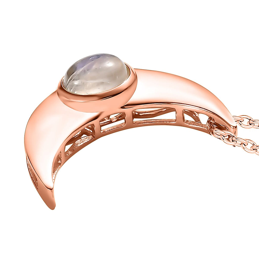 Rainbow Moonstone Necklace (Size - 20) in 18K Rose Gold Vermeil Plated Sterling Silver 1.92 Ct.