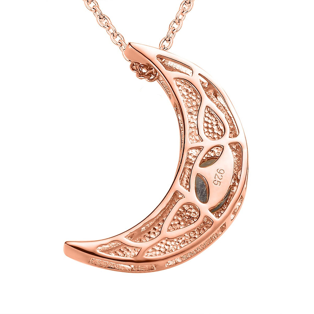 Rainbow Moonstone Necklace (Size - 20) in 18K Rose Gold Vermeil Plated Sterling Silver 1.92 Ct.
