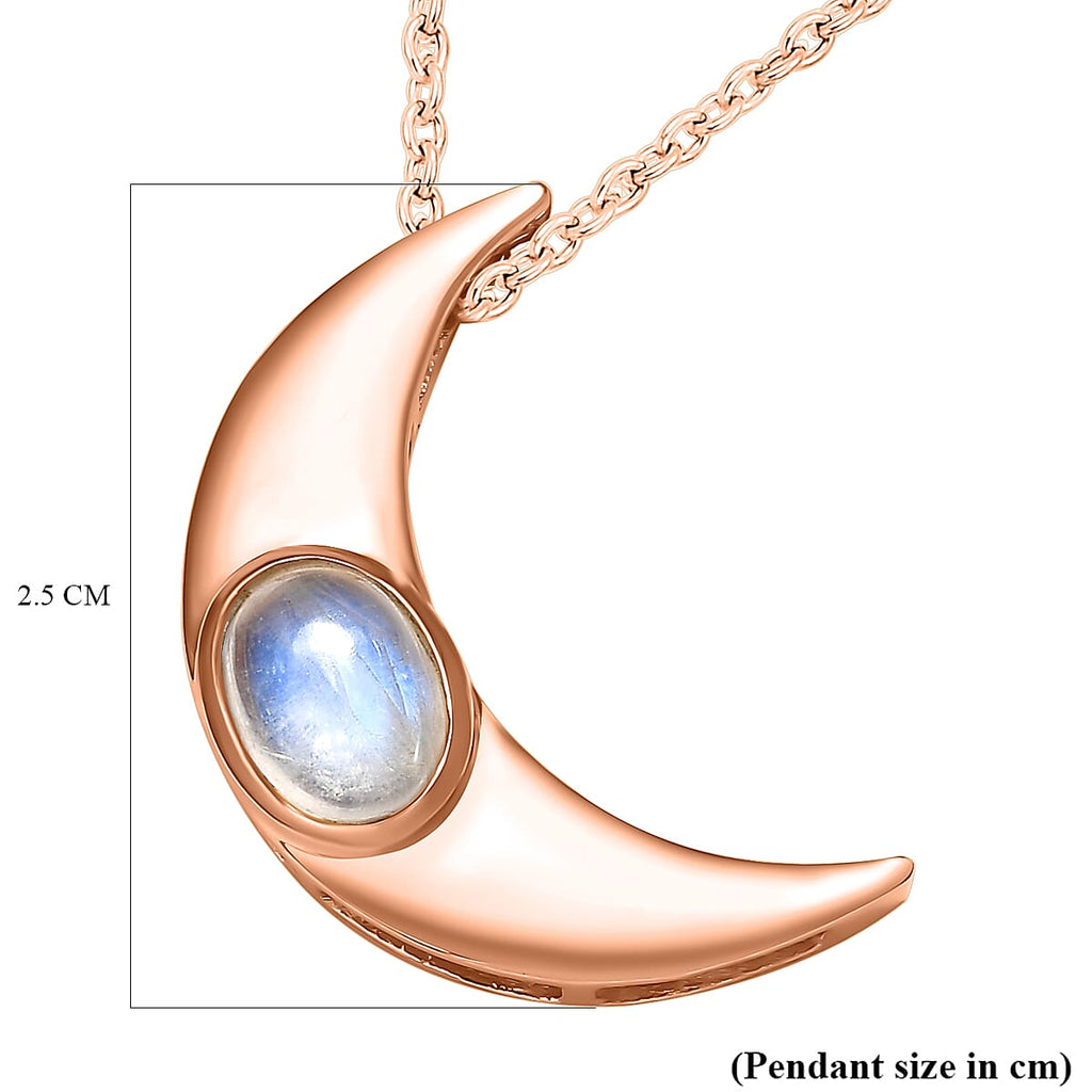 Rainbow Moonstone Necklace (Size - 20) in 18K Rose Gold Vermeil Plated Sterling Silver 1.92 Ct.