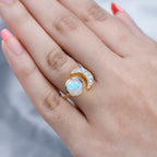 Rainbow Moonstone & Moissanite Ring in 18K Yellow Gold Vermeil Plated Sterling Silver, 2.70 Ct.
