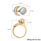 Rainbow Moonstone & Moissanite Ring in 18K Yellow Gold Vermeil Plated Sterling Silver, 2.70 Ct.
