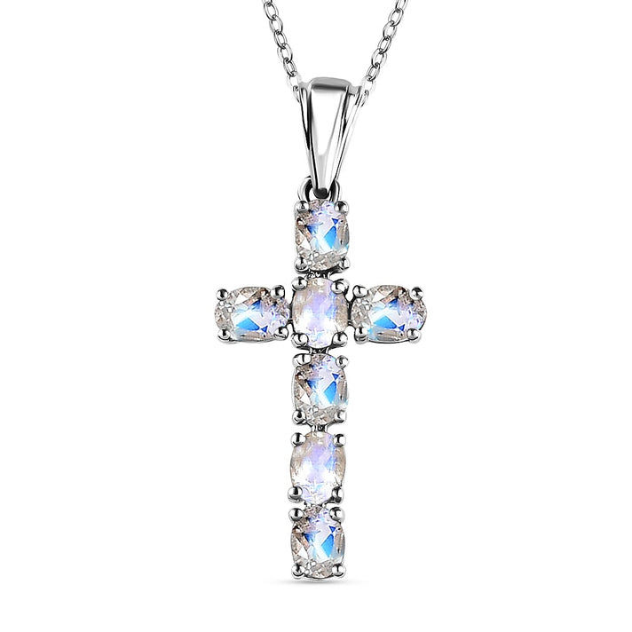 D'Joy - Citrine Cross Pendant with Chain (Size 20) in Platinum Overlay Sterling Silver 1.20 Ct. 4267167 1