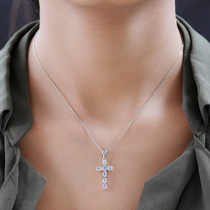 D'Joy - Citrine Cross Pendant with Chain (Size 20) in Platinum Overlay Sterling Silver 1.20 Ct. 4267167 2