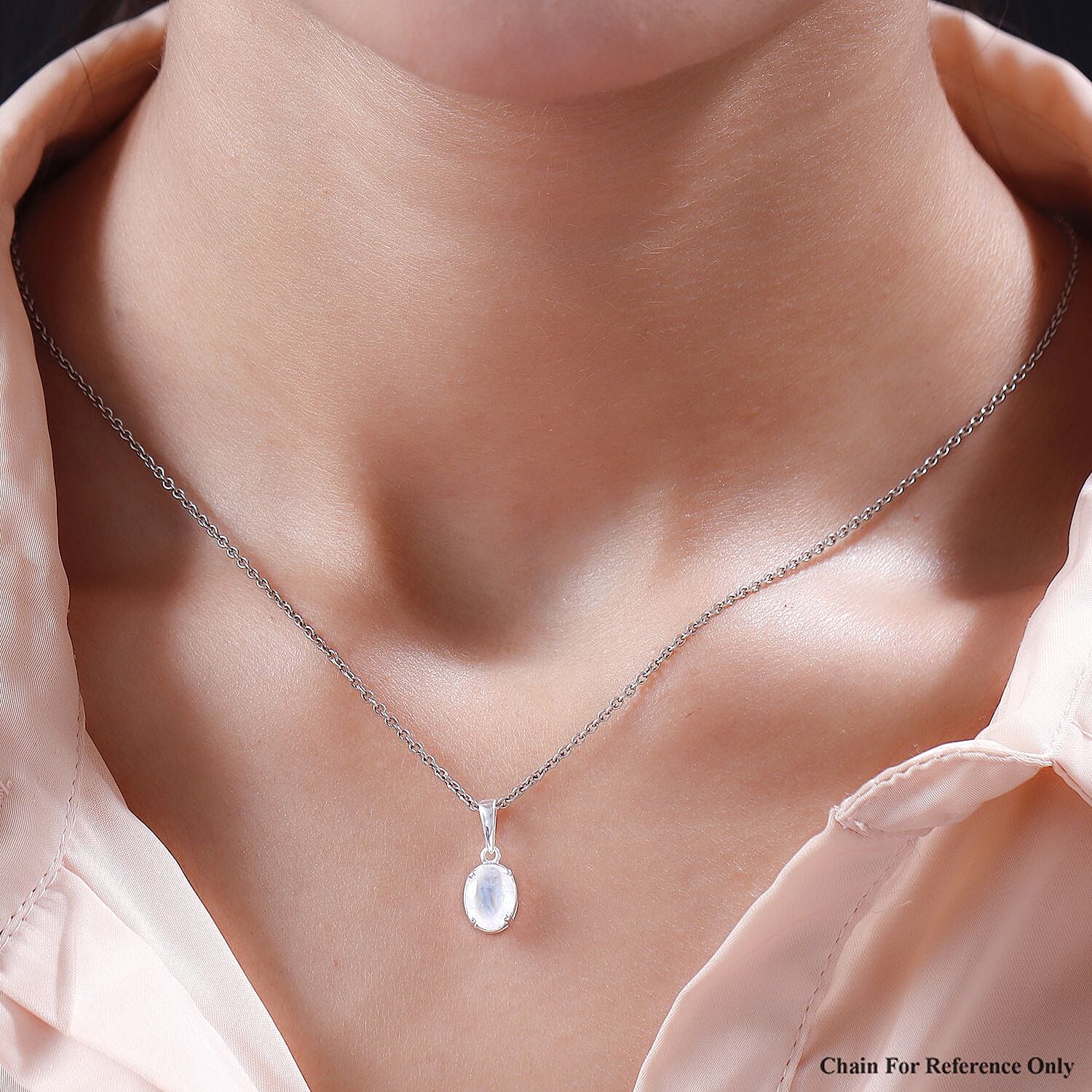 Rainbow Moonstone Solitaire Pendant in Sterling Silver 1.20 Ct. 8952549 2