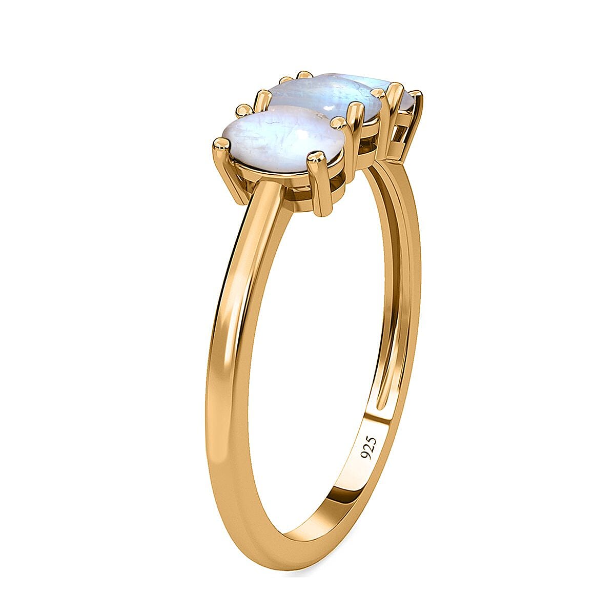 Rainbow Moonstone 3 Stone Ring in 18K Vermeil Yellow Gold Plated Sterling Silver 1.779 Ct. 7362864 8