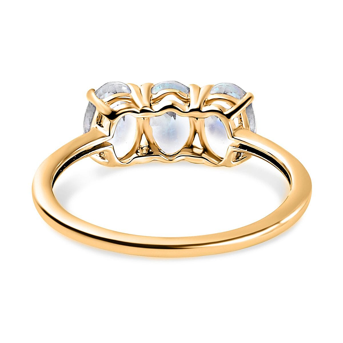 Rainbow Moonstone 3 Stone Ring in 18K Vermeil Yellow Gold Plated Sterling Silver 1.779 Ct. 7362864 10