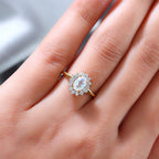 Rainbow Moonstone and Natural Cambodian Zircon Ring in 14K Gold Overlay Sterling Silver 1.18 Ct.