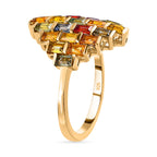 Rainbow Sapphire Cluster Ring in 18K Vermeil Yellow Gold Plated Sterling Silver 2.55 Ct.
