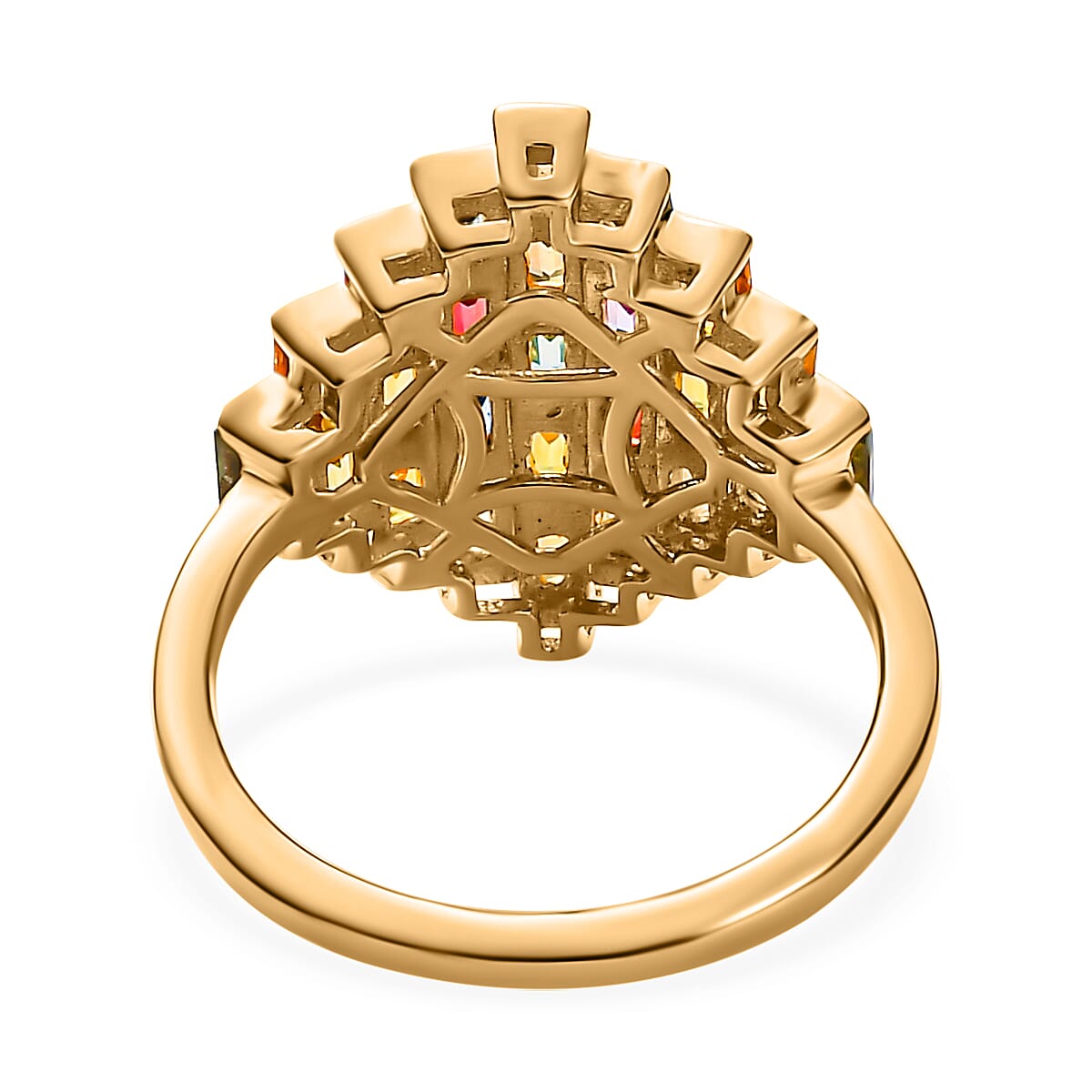 Rainbow Sapphire Cluster Ring in Vermeil Yelow Gold Plated Sterling Silver 2.55 Ct. 7555463 4