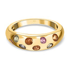 Rainbow Sapphire Classic Nomad Ring in 18K Vermeil Yellow Gold Plated Sterling Silver 1.04 Ct