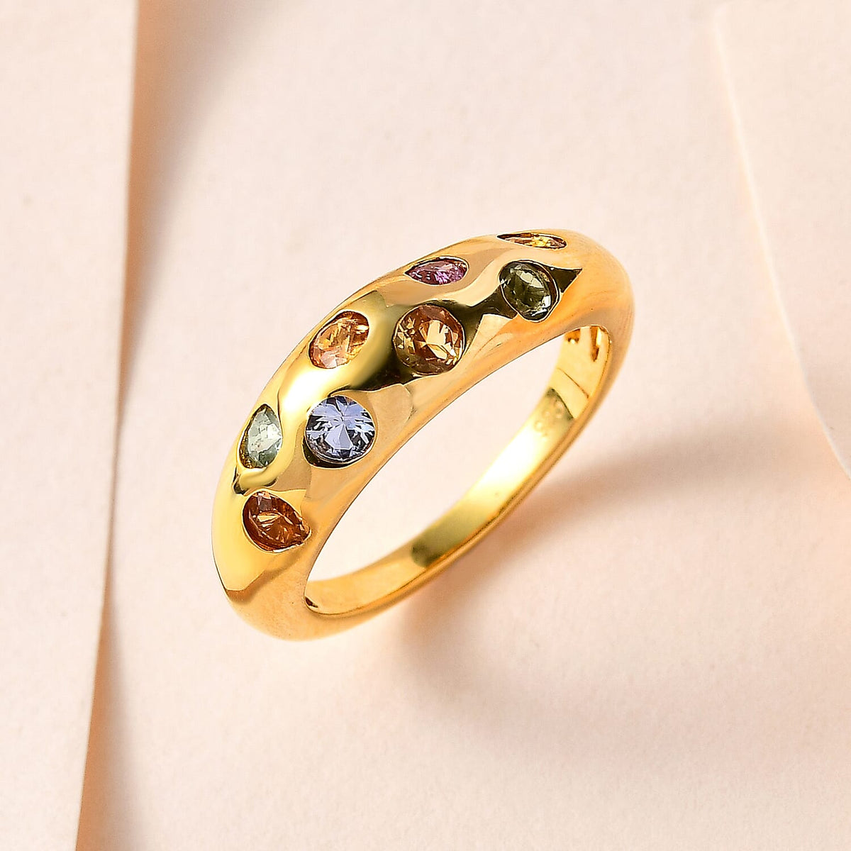 Rainbow Sapphire Ring in Vermeil Yellow Gold Plated Sterling Silver 1.04 Ct 7552091 1