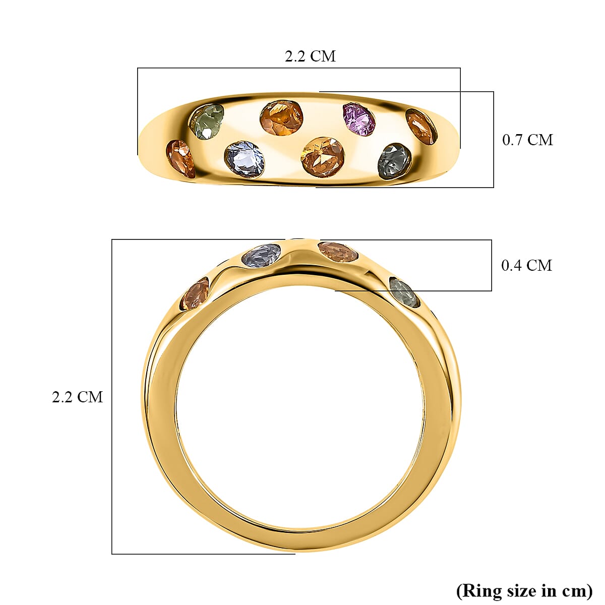 Rainbow Sapphire Ring in Vermeil Yellow Gold Plated Sterling Silver 1.04 Ct 7552091 5