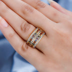 Rainbow Sapphire & Natural Zircon Ring in 18K Yellow Gold Vermeil Plated Sterling Silver 2.43 Ct.