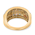 Rainbow Sapphire & Natural Zircon Ring in 18K Yellow Gold Vermeil Plated Sterling Silver 2.43 Ct.