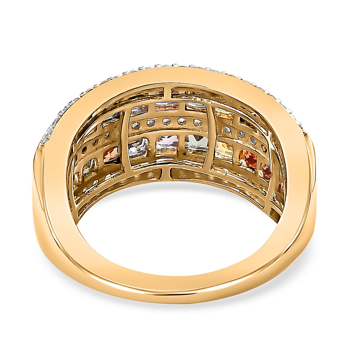 Rainbow Sapphire &amp; Natural Zircon Ring in 18K Yellow Gold Vermeil Plated Sterling Silver 2.43 Ct. 7518102 4