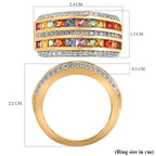 Rainbow Sapphire & Natural Zircon Ring in 18K Yellow Gold Vermeil Plated Sterling Silver 2.43 Ct.