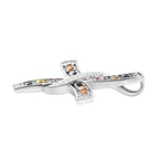 Rainbow Sapphire & White Zircon Pendant in Rhodium Overlay Sterling Silver 1.27 Ct.