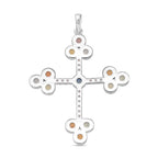 Rainbow Sapphire & White Zircon Pendant in Rhodium Overlay Sterling Silver 3.57 Ct, Silver Wt. 5.90 Gms.