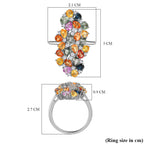 Rainbow Sapphire and Natural Zircon Cluster Ring in Platinum Overlay Sterling Silver 5.16 Ct.