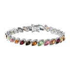 Multi Tourmaline Bracelet (Size - 7) in Platinum Overlay Sterling Silver 11.35 Ct, Silver Wt. 15.87 Gms.