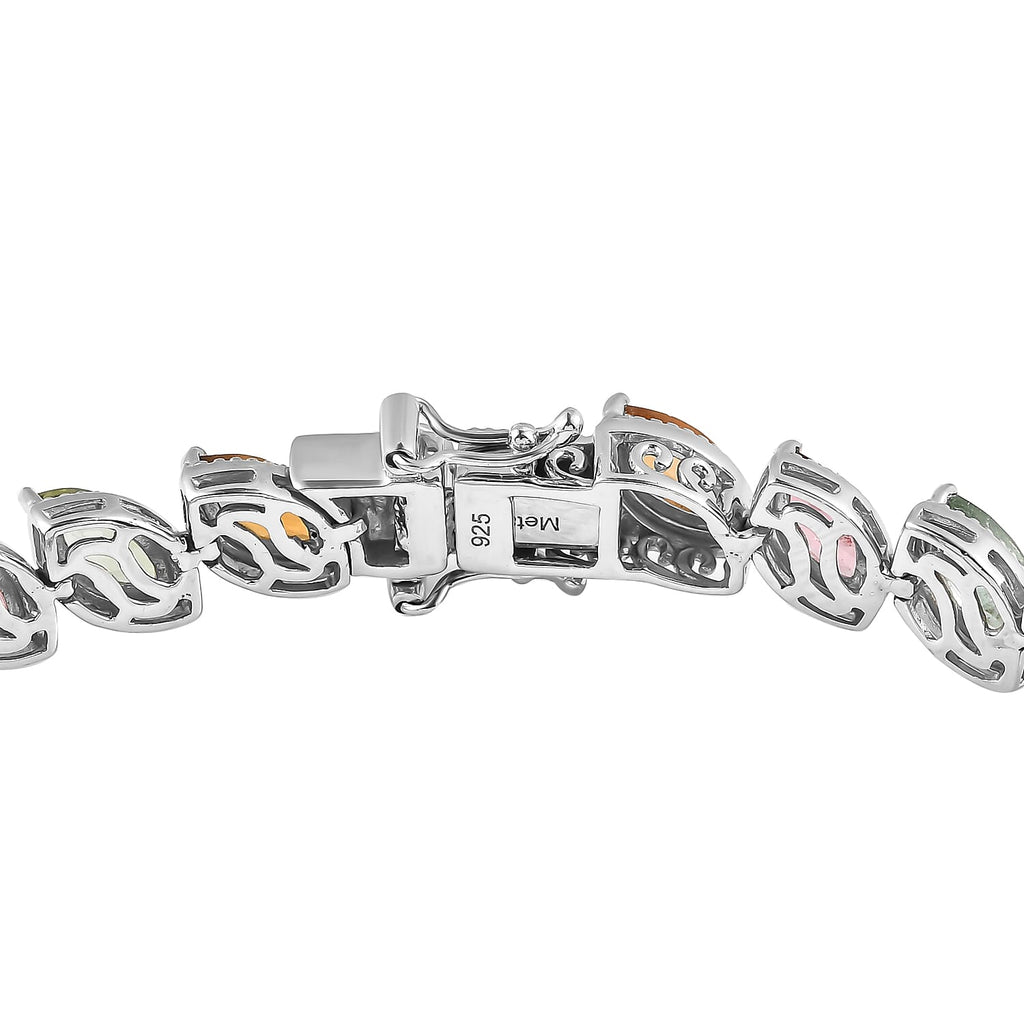 Multi Tourmaline Bracelet (Size - 7) in Platinum Overlay Sterling Silver 11.35 Ct, Silver Wt. 15.87 Gms.